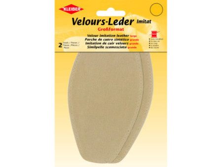 KLEIBER Patch imitation cuir velours, 185x95 mm, sable