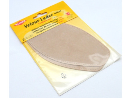 KLEIBER Patch imitation cuir velours, 185x95 mm, sable