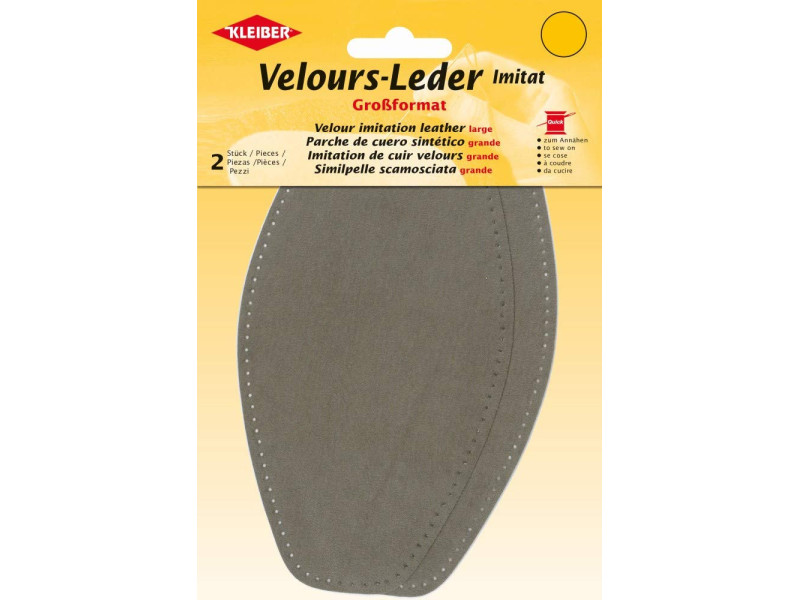KLEIBER Patch imitation cuir velours, 185x95 mm, taupe