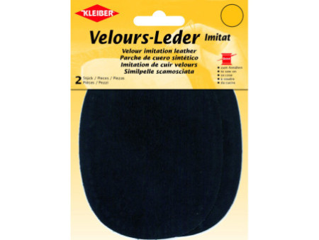KLEIBER Patch imitation cuir velours, 130x100 mm, bleu foncé