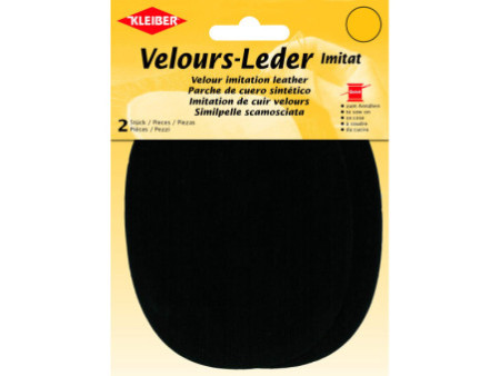 KLEIBER Patch imitation cuir velours, 130x100 mm, noir