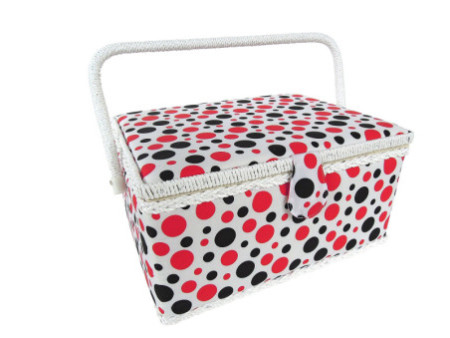 Kleiber Boîte à couture 'Pois', blanc / noir / rouge