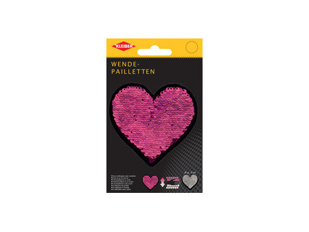 KLEIBER Coeur en sequins réversibles, rose-argent