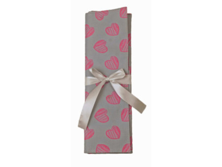 KLEIBER Pochette pour aiguilles à tricoter COEURS, gris/rose