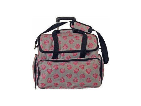 KLEIBER Valise pour machine à coudre 'COEURS', gris/rose