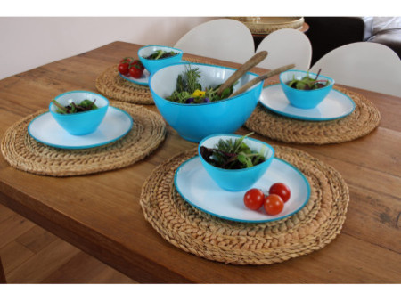 Linden Berg Set d'assiettes de table, ovale, set de 2, bleu
