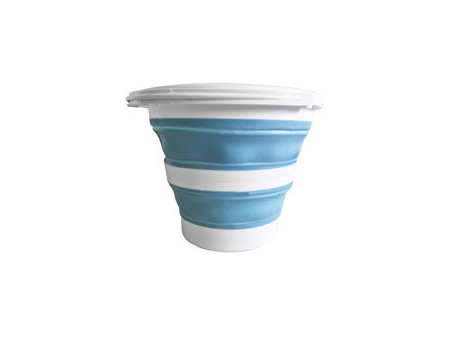 Linden Berg Seau, pliable, rond, 10 litres, bleu/blanc