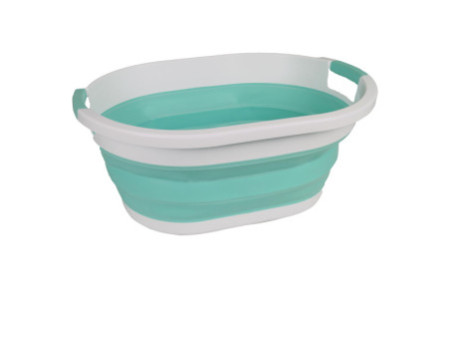 Linden Berg Corbeille à linge, pliable, turquoise/blanc