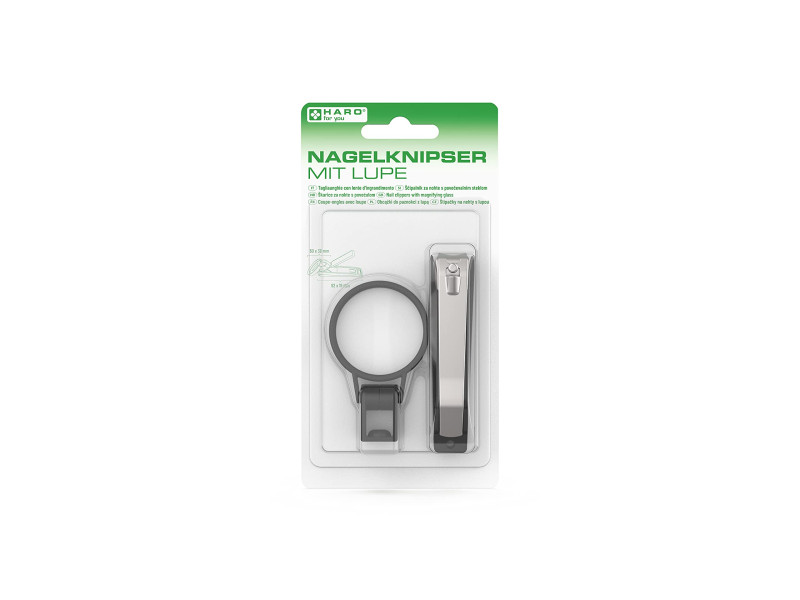 HARO Coupe-ongles avec loupe & lime, sur carte blister