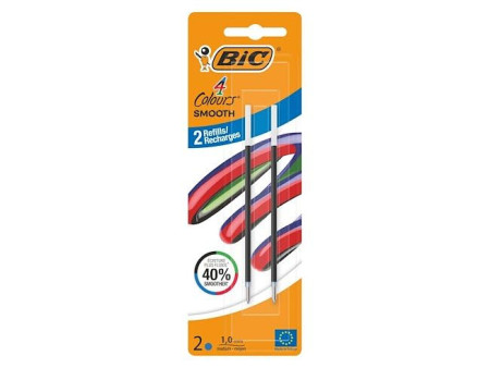 BIC Recharge pour stylo à bille 4 Colours Smooth, S, bleu