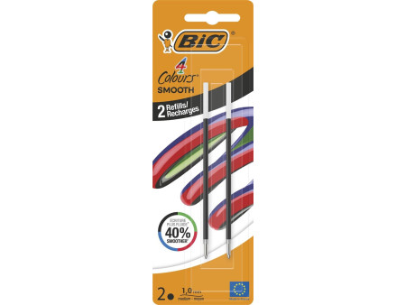BIC Recharge pour stylo à bille 4 Colours Smooth, S, noir