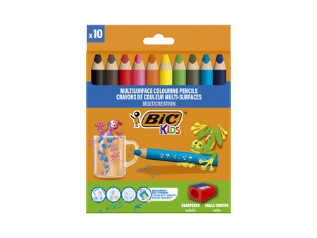 BIC KIDS Crayon de couleur multi-surfaces, étui carton de 6