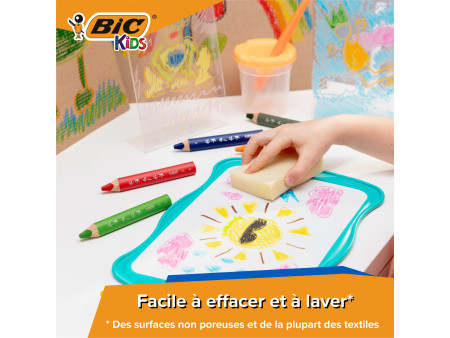 BIC KIDS Crayon de couleur multi-surfaces, étui carton de 10
