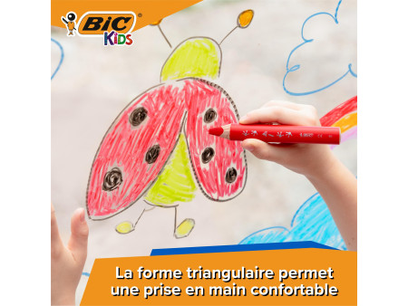 BIC KIDS Crayon de couleur multi-surfaces, étui carton de 10