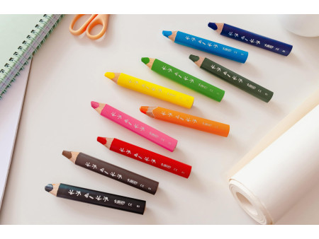 BIC KIDS Crayon de couleur multi-surfaces, étui carton de 10