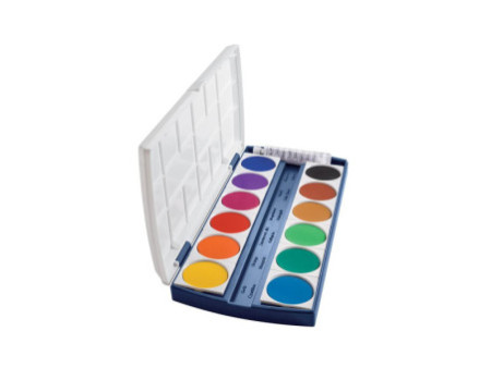 herlitz Pastilles de gouache ST12, 12 couleurs, en plastique