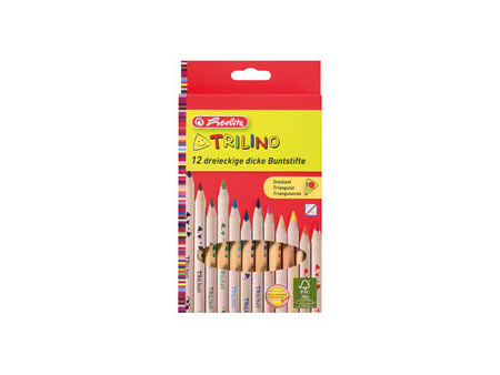 herlitz Crayon de couleur triangulaire Trilino, étui de 12