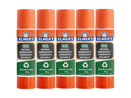 ELMER'S Bâton de colle Pure Glue, 20 g, blister de 5