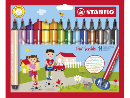 STABILO Feutre Trio Scribbi, étui en carton de 14