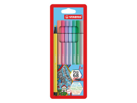 STABILO Feutre Pen 68 PASTEL, étui en carton de 8