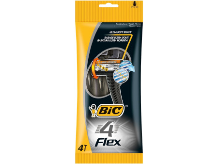 BIC Rasoir jetable 4 Flex, pour hommes, pack de 4