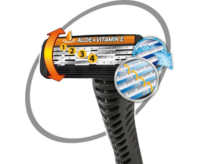 BIC Rasoir jetable 4 Flex, pour hommes, pack de 4