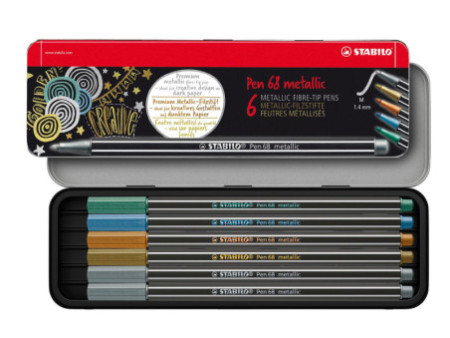 STABILO Feutre Pen 68 metallic, étui en métal de 6