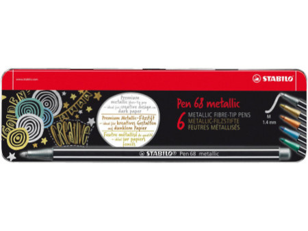 STABILO Feutre Pen 68 metallic, étui en métal de 6