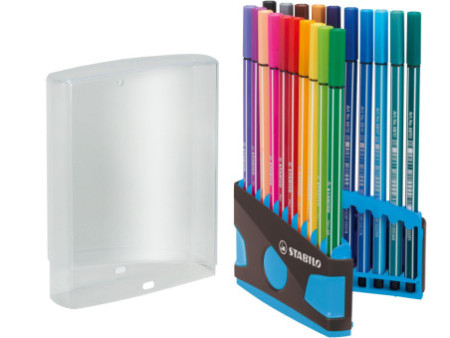 STABILO Stylo feutre Pen 68, ColorParade de 20, gris/bleu