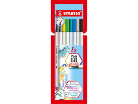 STABILO Feutre pinceau Pen 68 brush, étui en carton de 8