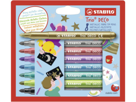 STABILO Feutre de coloriage Trio Deco, étui en carton de 8