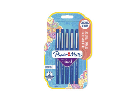 Paper:Mate Stylo feutre Flair, blister de 5, bleu