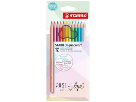 STABILO Crayon de couleur aquacolor Pastellove, étui de 12