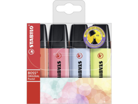 STABILO Surligneur BOSS ORIGINAL Pastel, étui en PET de 4