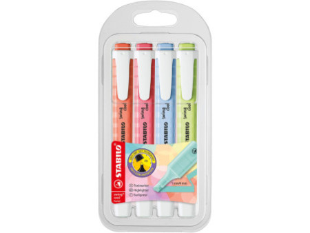 STABILO Surligneur swing cool Pastel Edition, étui PET de 4