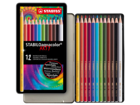 STABILO Crayon de couleur aquacolor 'ARTY', étui métallique