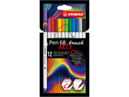 STABILO Feutre pinceau Pen 68 brush ARTY Edition, étui de 12