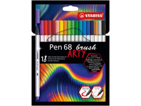 STABILO Feutre pinceau Pen 68 brush ARTY Edition, étui de 18