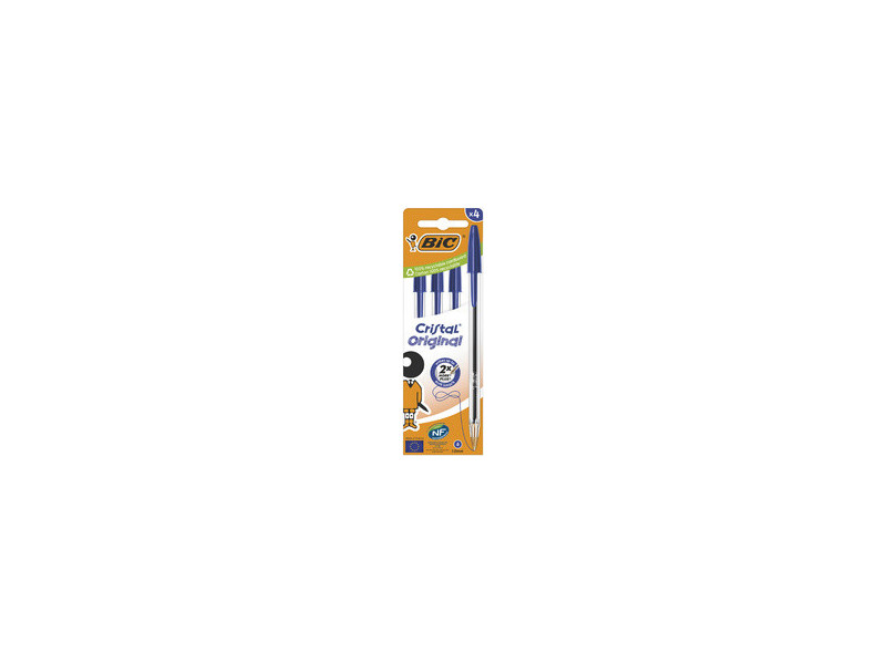 BIC Stylo à bille Cristal Original, boîte carton de 4