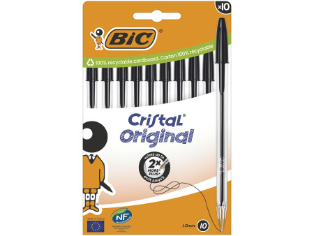 BIC Stylo à bille Cristal Original, boîte carton de 10, noir