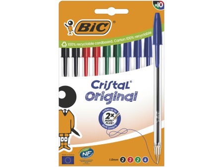 BIC Stylo à bille Cristal Original, boîte carton de 10