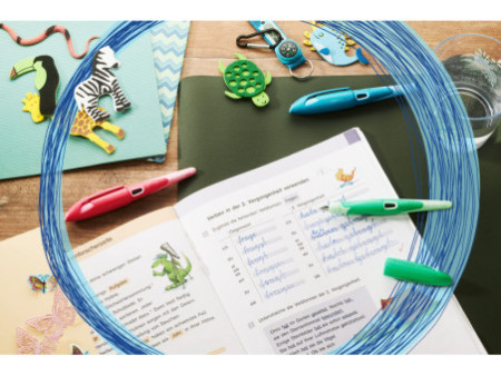 STABILO Stylo plume EASYbirdy 3D Wildlife R, bleu, M