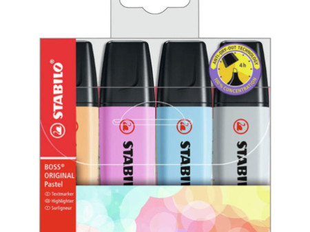 STABILO Surligneur BOSS ORIGINAL Pastel, étui en PET de 4