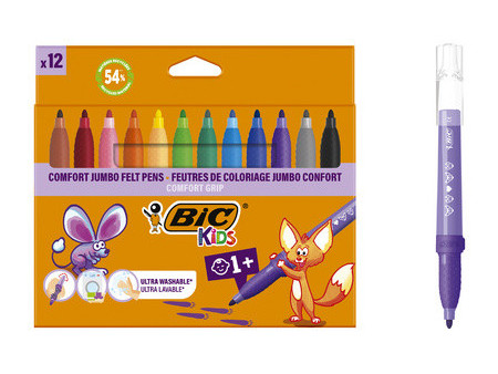 BIC KIDS Feutre Comfort Jumbo, étui en carton de 12
