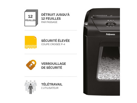 Fellowes Destructeur de documents Powershred 12C, noir
