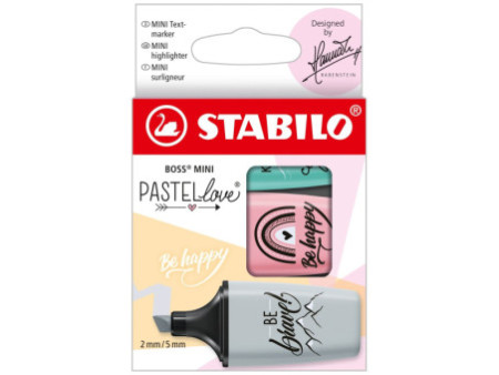 STABILO Surligneur BOSS MINI Pastellove 2.0,étui carton de 3