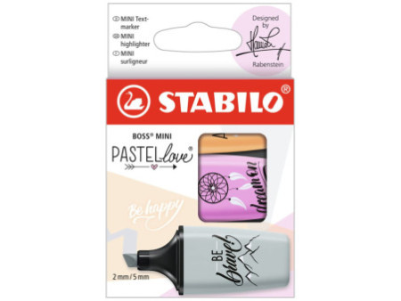 STABILO Surligneur BOSS MINI Pastellove 2.0,étui carton de 3