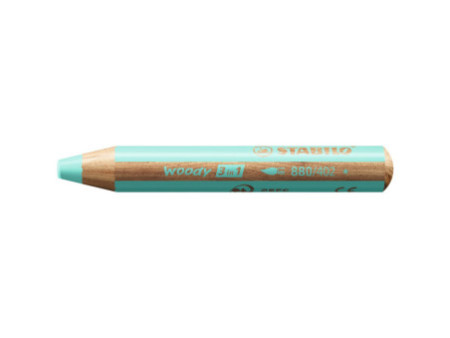 STABILO Crayon multi-talents woody 3en1, rond, bleu pastel