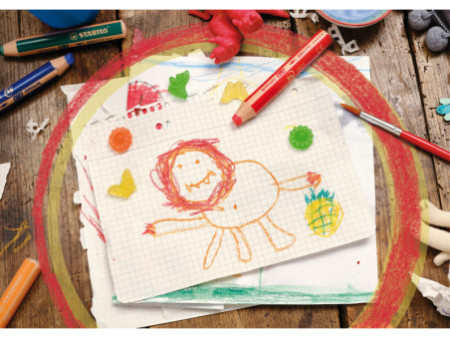 STABILO Crayon multi-talents woody 3 en 1, étui de 6 Pastel