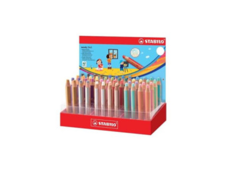 STABILO Crayons multi-talents woody 3 en 1, présentoir de 48